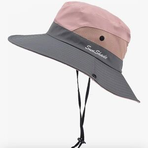 Kid SunShade Pink and Gray Wide Brim Hat